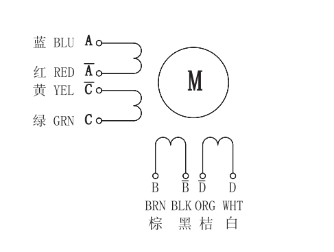 57mm 兩相混合式步進(jìn)電機(jī)接線方式：
